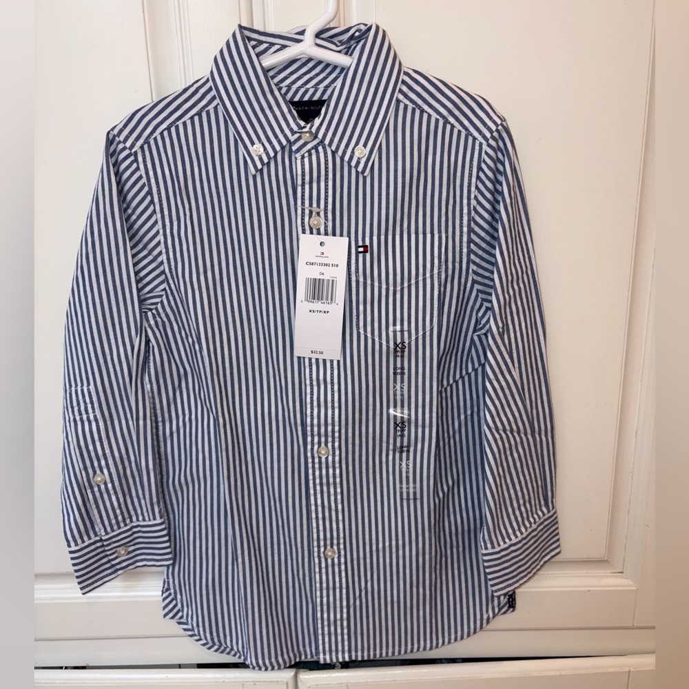 Tommy Hilfiger Blue & White Striped Button-Down Shirt